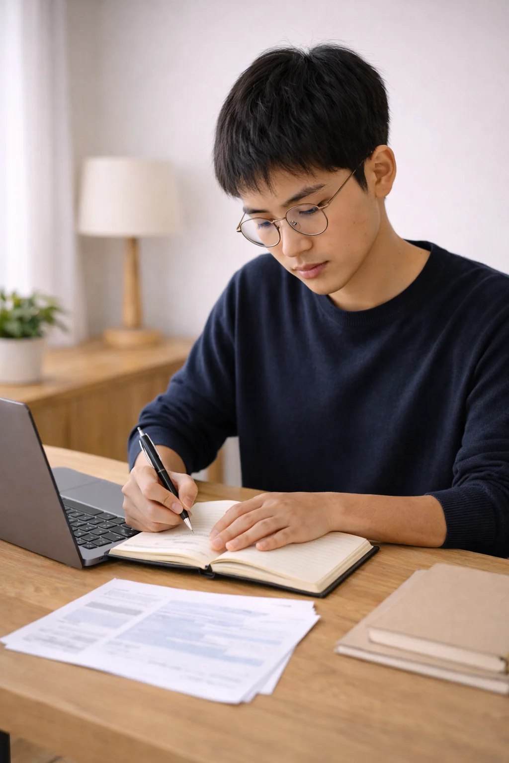 Critères étudiés dans un dossier IFSI Étudiant rédigeant son dossier de candidature pour un IFSI