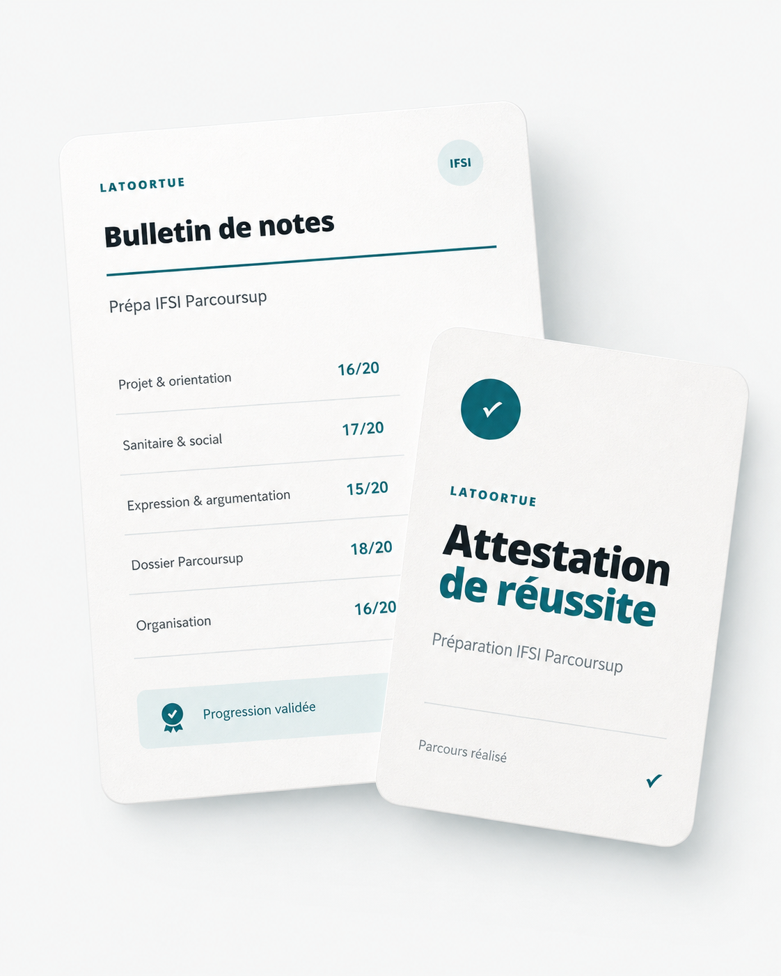 Bulletin de notes et attestation de réussite délivrés à l’issue d’une préparation IFSI Latoortue